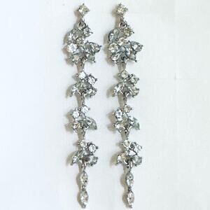 Rhinestone Drop Earrings Sterling Silver Post